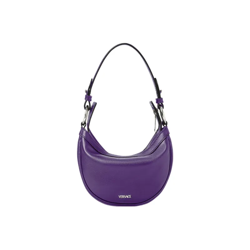 VERSACE Calfskin Hobo Biker Shoulder Bag Handbag Small Size Women's Purple-2