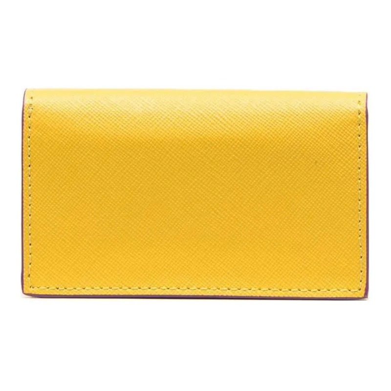 MARNI Calfskin Business Card Holder Card Case Women's Yellow-1