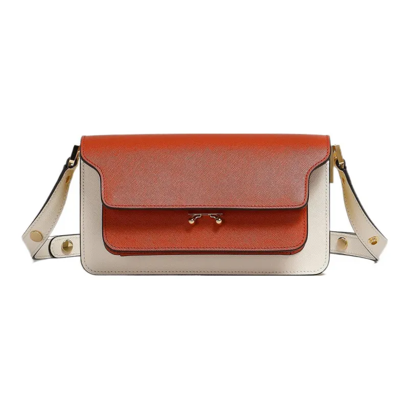 MARNI Colour-Block Saffiano Foldover-Top Shoulder Bag-0