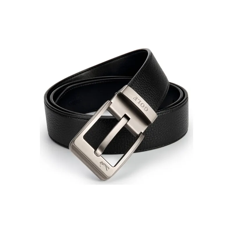 GOLF Top Grain Cow Leather Pin Buckle Belt Men's Black 3.8cm-3