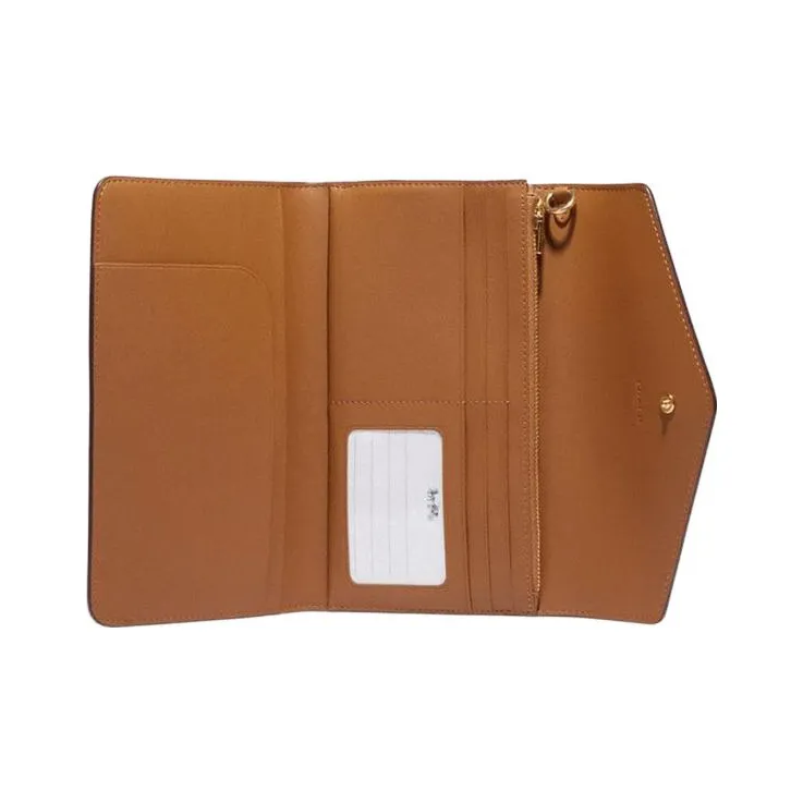 COACH Envelope Canvas With Leather Envelope Bag, Clutch Small Size Women's Brown & Umber-1