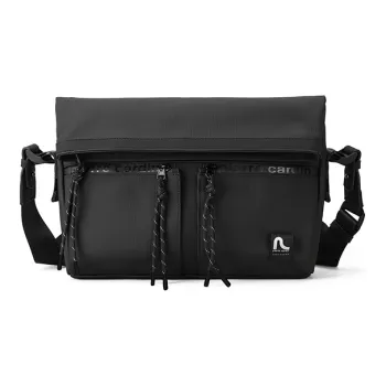 PIERRE CARDIN Fabric Messenger Bag, Shoulder Bag, Crossbody Bag Medium Size Men's Black
