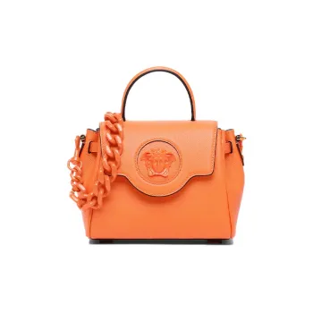 VERSACE La Medusa Cow Leather Shoulder Bag Crossbody Bag Handbag Small Size Women's Orange