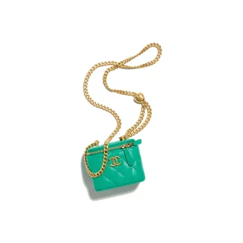 CHANEL Cow Leather Square Box Bag Handheld Shoulder Bag Crossbody Bag Small Size Women's Green