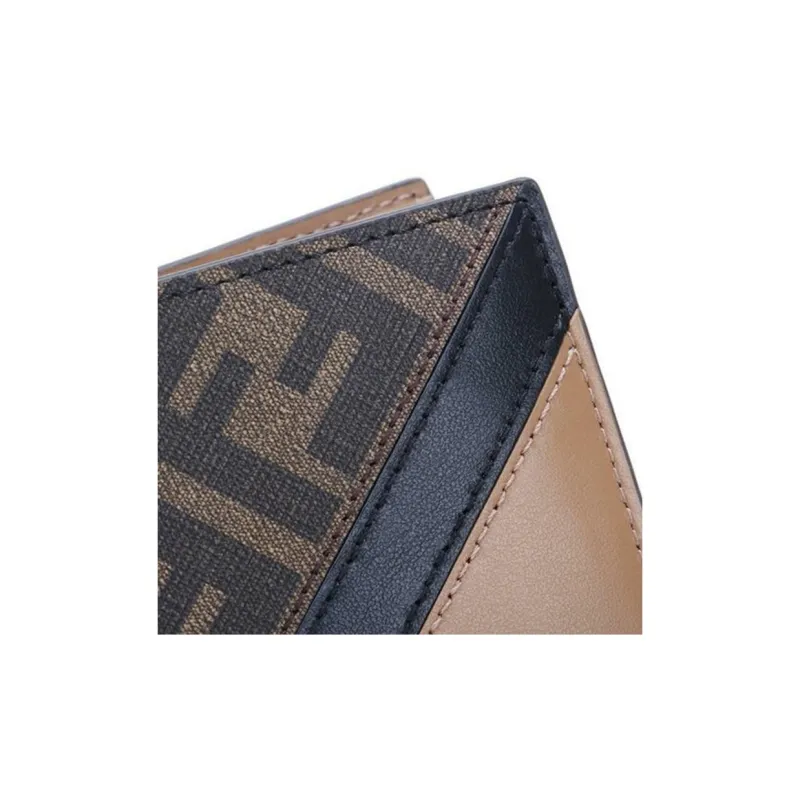 FENDI Cow Leather Patchwork Wallet Regular Men's Brown-5
