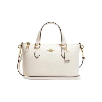COACH Cross Grain Leather Handbag, Shoulder Bag, Crossbody Bag Mini Women's Milk White