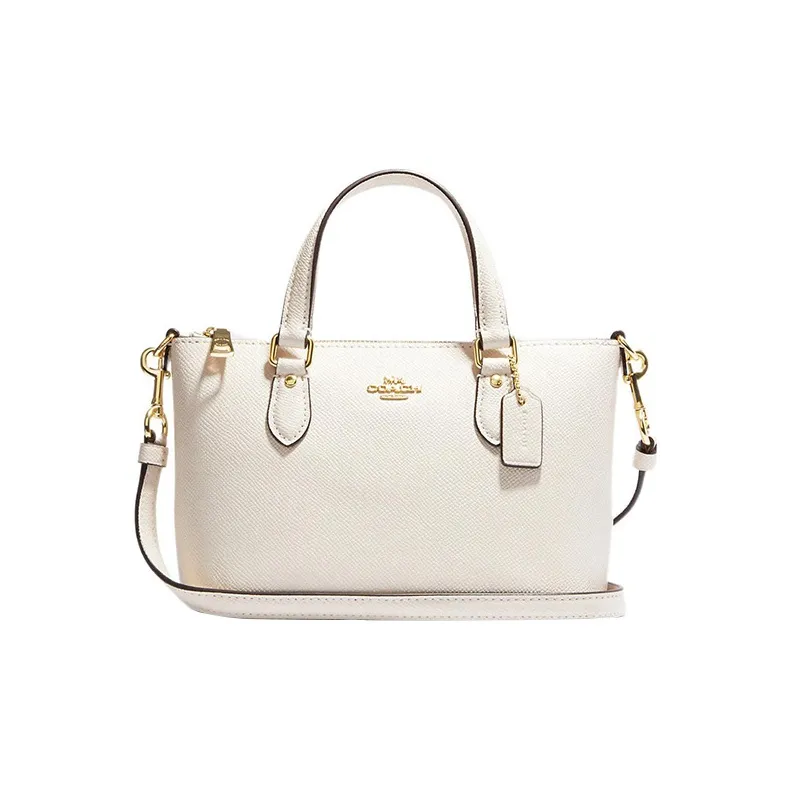 COACH Cross Grain Leather Handbag, Shoulder Bag, Crossbody Bag Mini Women's Milk White-0