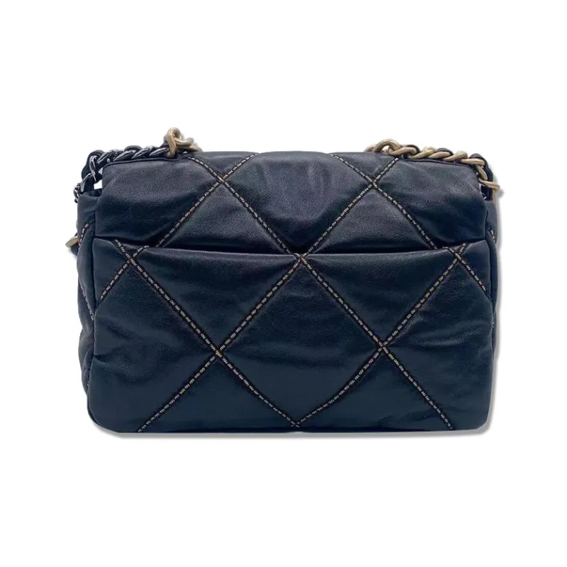 CHANEL 19Bag Sheepskin Flap Bag, Shoulder Bag, Crossbody Bag Trumpets Women's Black-1