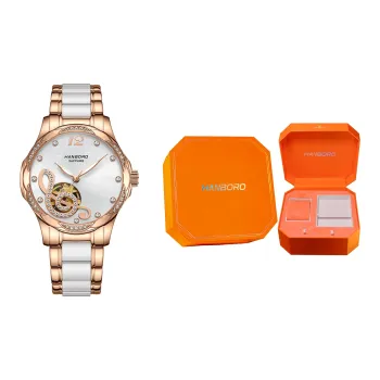 HANBORO Melody Collection Automatic Mechanical Movement Watch Women's Watch Gold Dial HBR88793-MG
