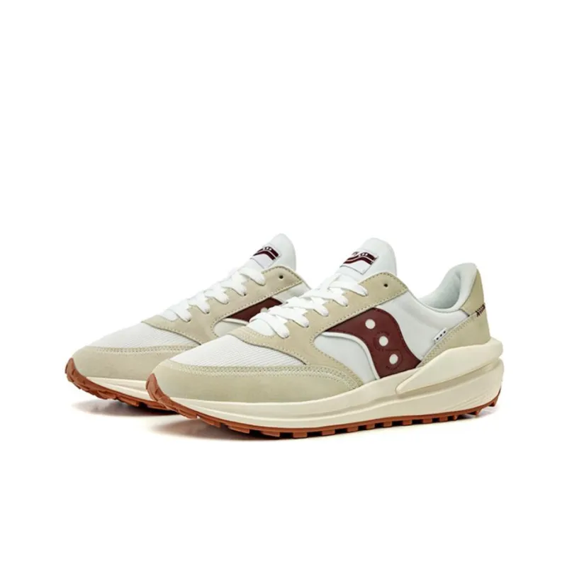 Saucony JAZZ RENEW Anti Slip Wear Resistant Breathable Coverage Low Top Casual Shoes Unisex White Maroon-2