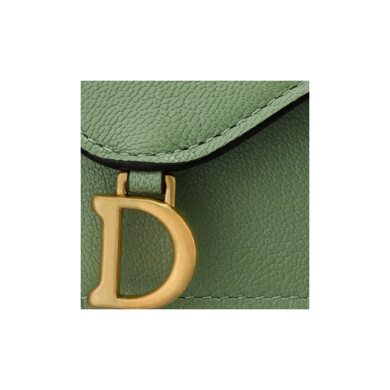 DIOR Saddle Sheepskin Card Clip Card Holder Women's Green-4