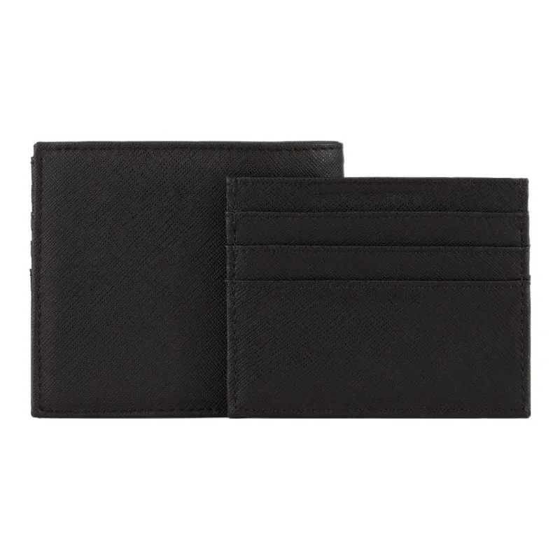 EMPORIO ARMANI Polyamide Leather Card Holder, Wallet Regular Men's Black-1