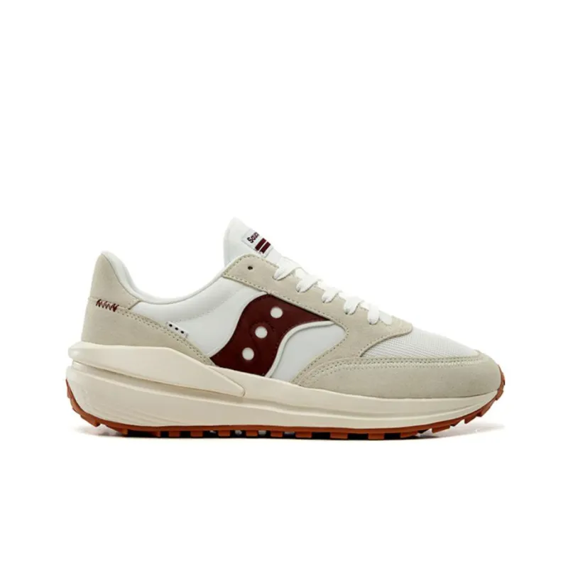 Saucony JAZZ RENEW Anti Slip Wear Resistant Breathable Coverage Low Top Casual Shoes Unisex White Maroon-1