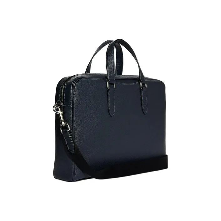 COACH Graham Cross-Stitch Leather Briefcase Shoulder Bag Crossbody Bag Handbag Large Size Men's Midnight Blue-1