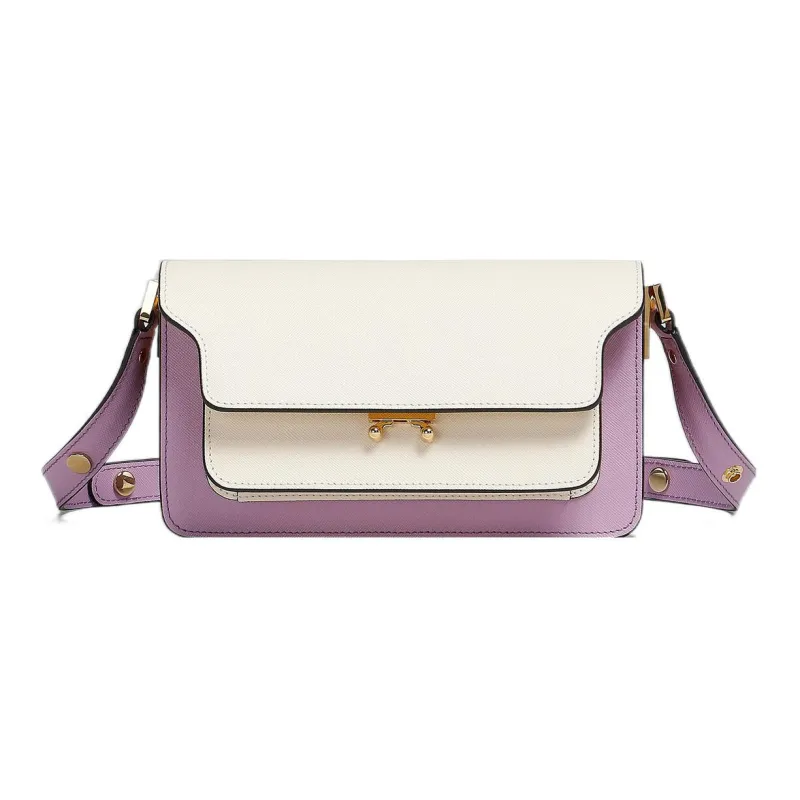 MARNI Colour Block Saffiano Foldover Top Shoulder Bag-0