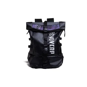 LOVERPUSS Synthetic Material Backpack Large Size Unisex Color Blocking Cool Black