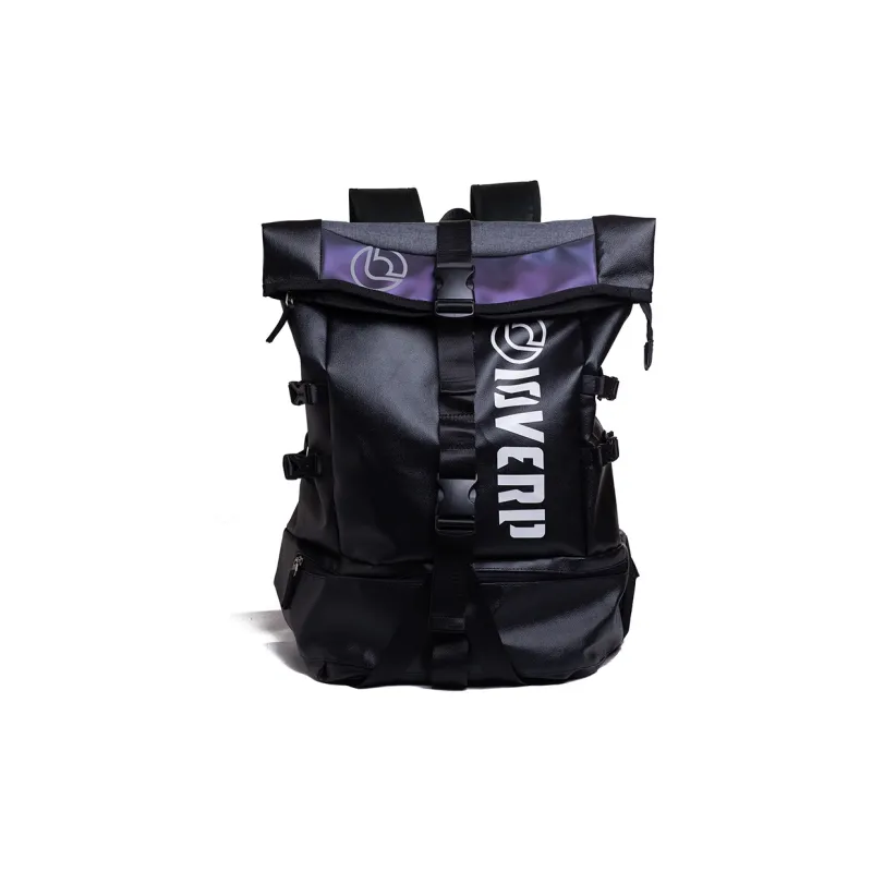 LOVERPUSS Synthetic Material Backpack Large Size Unisex Color Blocking Cool Black-5