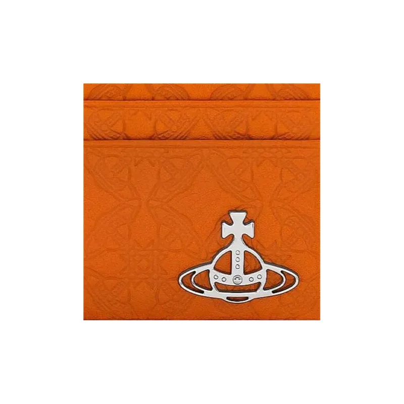 Vivienne Westwood Calfskin Card Holder Men's Orange-3