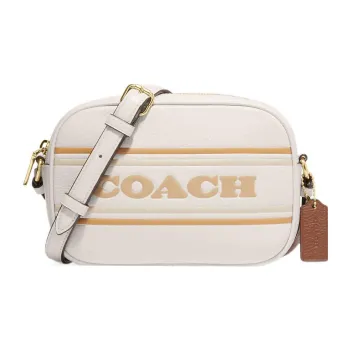 COACH Jamie Litchi Grain Leather Camera Bag, Shoulder Bag, Crossbody Bag Mini Women's White