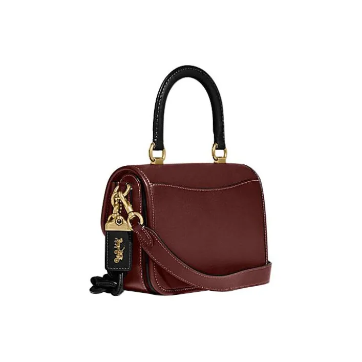 COACH Rogue Leather One Shoulder Handbags Small Size Women's Deep Wood Red-1