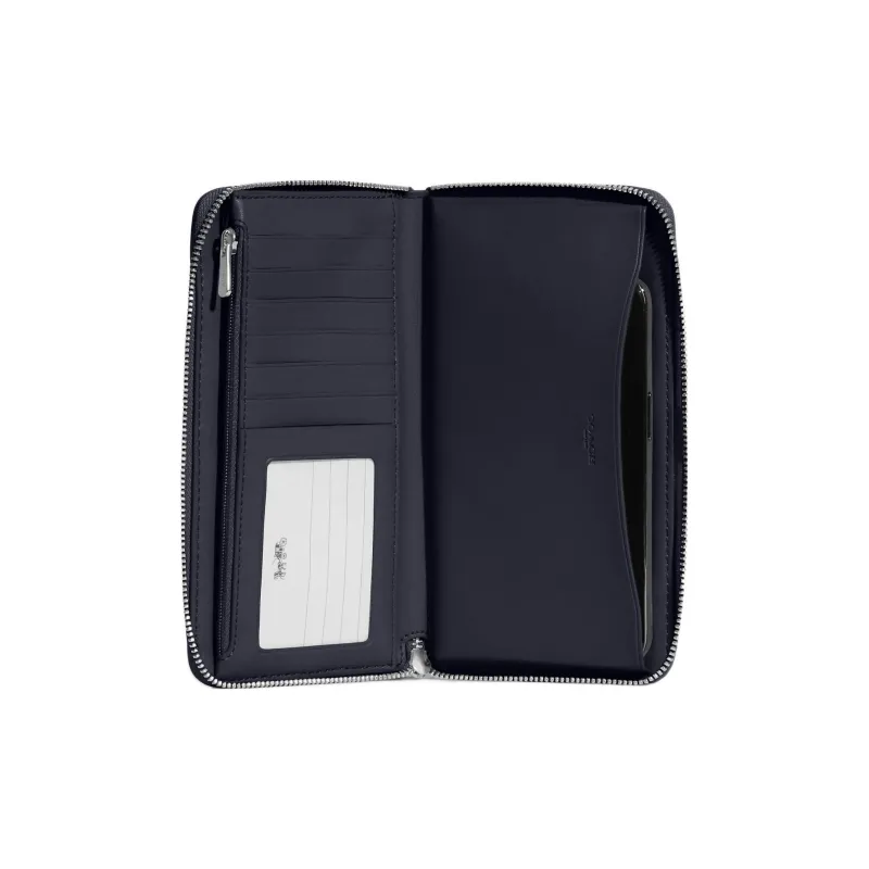 COACH Dempsey Jacquard With Pebbled Leather Card Holder, Wallet Women's Midnight Marine-3