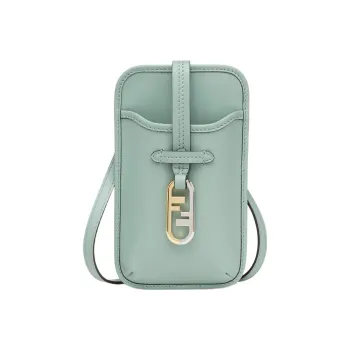 FENDI Cow Leather One Shoulder Crossbody Cell Phone Pouch Women's Mint Green
