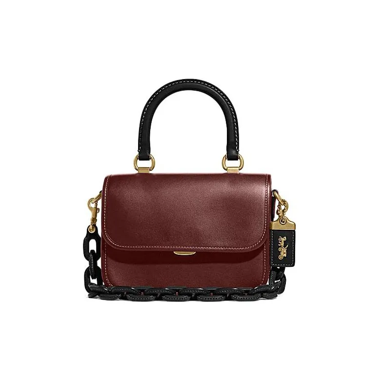 COACH Rogue Leather One Shoulder Handbags Small Size Women's Deep Wood Red-0