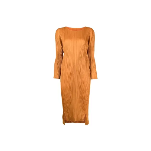 PLEATS PLEASE ISSEY MIYAKE Long-Sleeved Dresses Women's Burning Orange