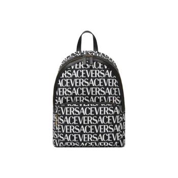 VERSACE Coated Canvas With Cotton Blend Backpack Men's Black White