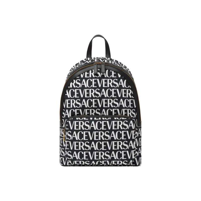 VERSACE Coated Canvas With Cotton Backpack Men's Black White-0