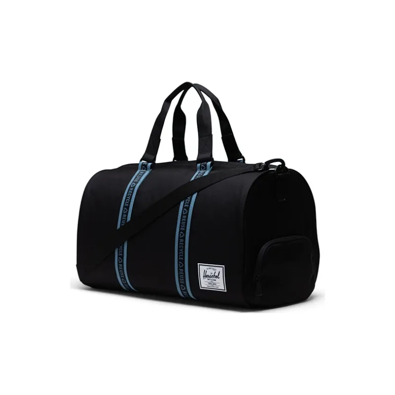 Herschel Recycled Material Shoulder Bag Crossbody Bag Handbag Large Size Unisex Black/Rippling Blue-3