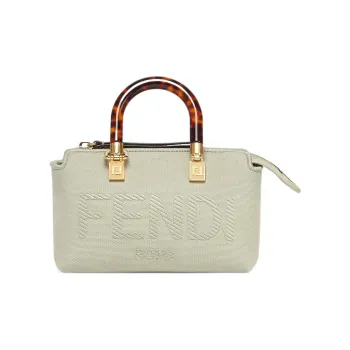 FENDI By The Way Series Cotton Cow Leather Boston Bag Handbags Shoulder Bag Crossbody Bag Mini Women's Light Green