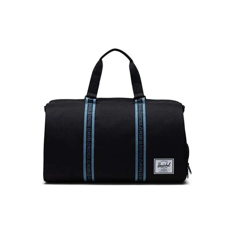 Herschel Recycled Material Shoulder Bag Crossbody Bag Handbag Large Size Unisex Black/Rippling Blue-0