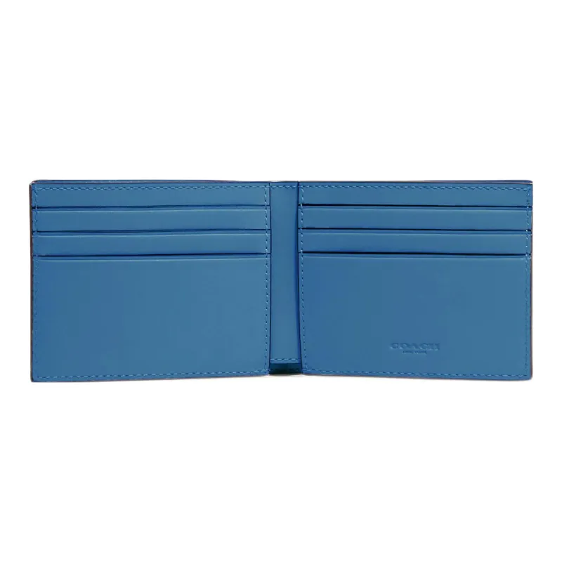 COACH 3 IN 1 Wallet Calfskin Card Holder, Wallet Men's Blue-3