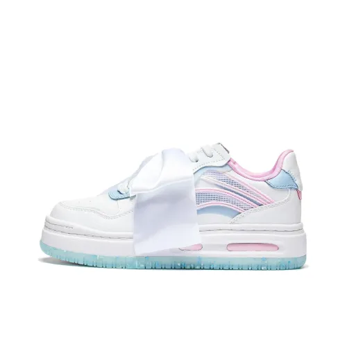 LINING Future C1 Lifestyle Shoes Women's Low-Top Standard White/Sky Blue/Cherry Blossom Pink