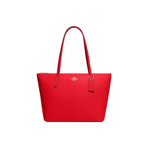 COACH Zip Top Mulberry tote Cross Stitch Plein Mulberry tote Bag Shopping Bag Handbag Shoulder Bag Women's Garnet Red