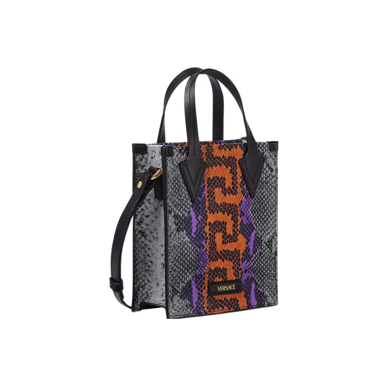 VERSACE Cow Leather Tote Bag Shopping Bag Shoulder Bag Crossbody Bag Handbag Small Size Men's Multicolor-1
