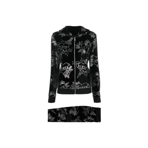 PHILIPP PLEIN Heart Velvet Tracksuit Set