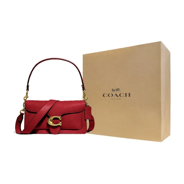 COACH Tabby Polished Pebbled Leather Shoulder Bag Portable Crossbody Bag Shoulder Bag Women's Red Apple Red-6