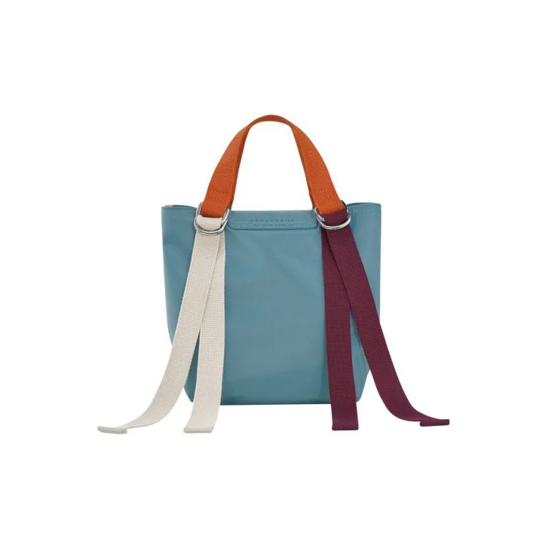 LONGCHAMP Le Pliage Re-play Canvas With Leather Trim Canvas Bag One Shoulder Handbag Small Size Women's Light Blue-2