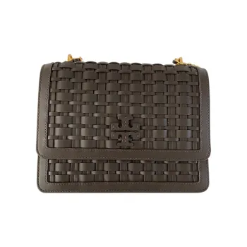 TORY BURCH Britten Leather Small Square Bag Shoulder Bag, Crossbody Bag Medium Size Women's Chocolate