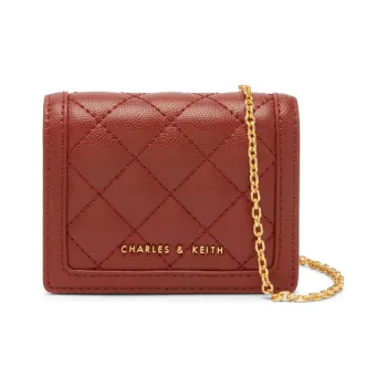 CHARLES&KEITH Fabric Crossbody Bag Wallet Card Holder Mini Women's Black/Brick/Pink Pink