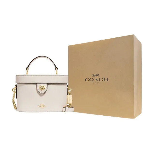COACH Kay Cross Grain Leather Box Bag, Shoulder Bag, Crossbody Bag, Handbag Trumpets Women's White-7
