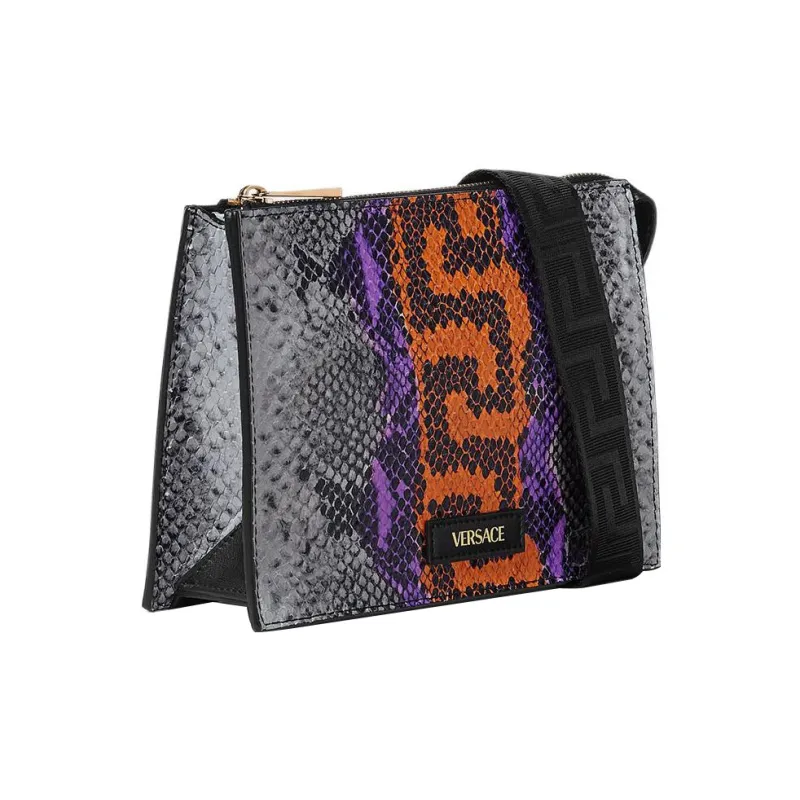 VERSACE Cow Leather One Shoulder Crossbody Fanny Pack Mini Men's Purple Orange Multicolor-1