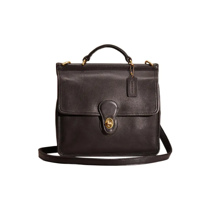 COACH Willis Leather Portable Crossbody Bag Shoulder Bag Large Size Men's Black-0