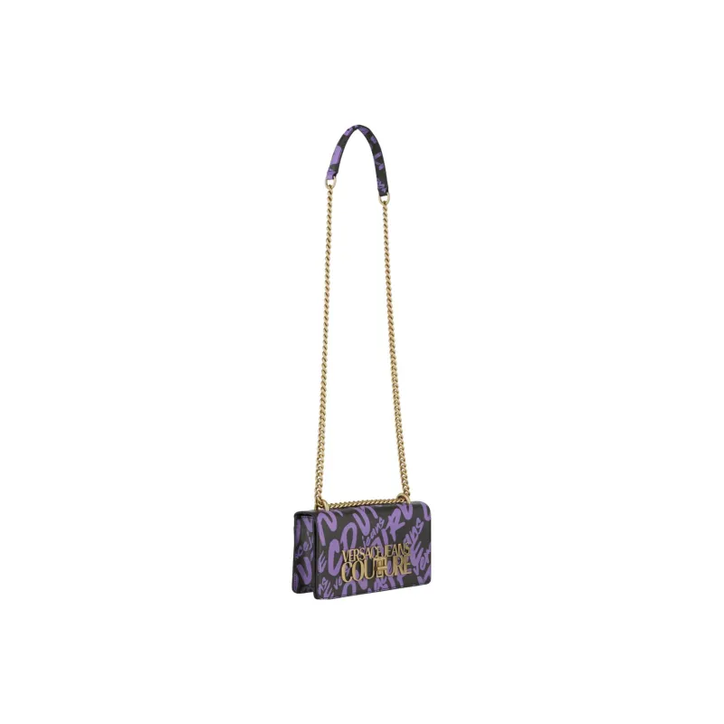 VERSACE JEANS COUTURE Polyurethane Shoulder Bag Handbag Shoulder Bag Crossbody Bag Small Size Women's Black & Purple-3