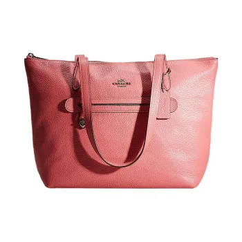 COACH Taylor Pebbled Leather Croissant Bag Tote Tote Bag Shopping Bag Shoulder Bag Handbag Large Size Women's Red Peony