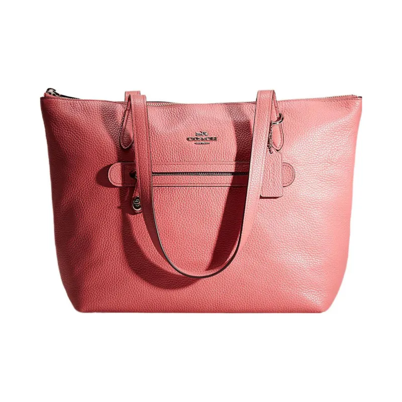 COACH Taylor Pebbled Leather Croissant Bag Tote Tote Bag Shopping Bag Shoulder Bag Handbag Large Size Women's Red Peony-0