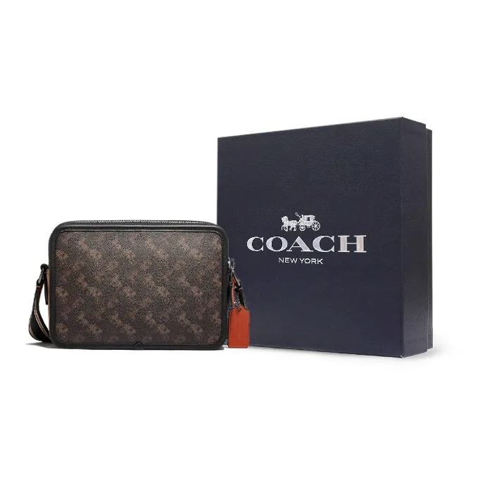 COACH Charter Canvas With Leather Camera Bag, Small Square Bag, Crossbody Bag, Shoulder Bag Unisex-4