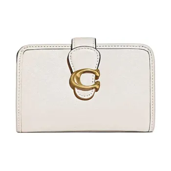 COACH Tabby Cow Leather Card Holder Wallet Medium Size Women's Limestone White